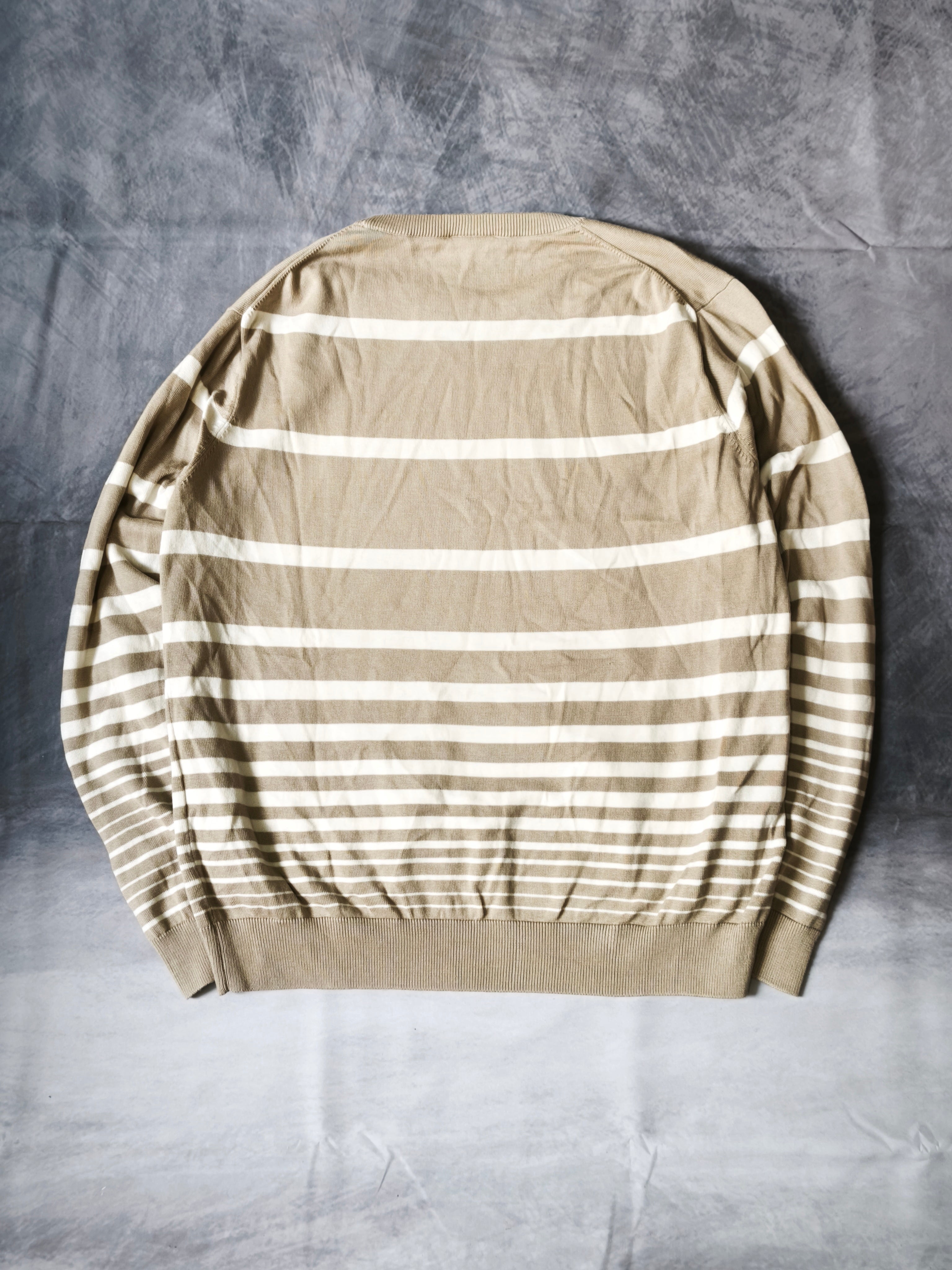 Lacoste Striped Knitwear Sweater Beige/White Size XL