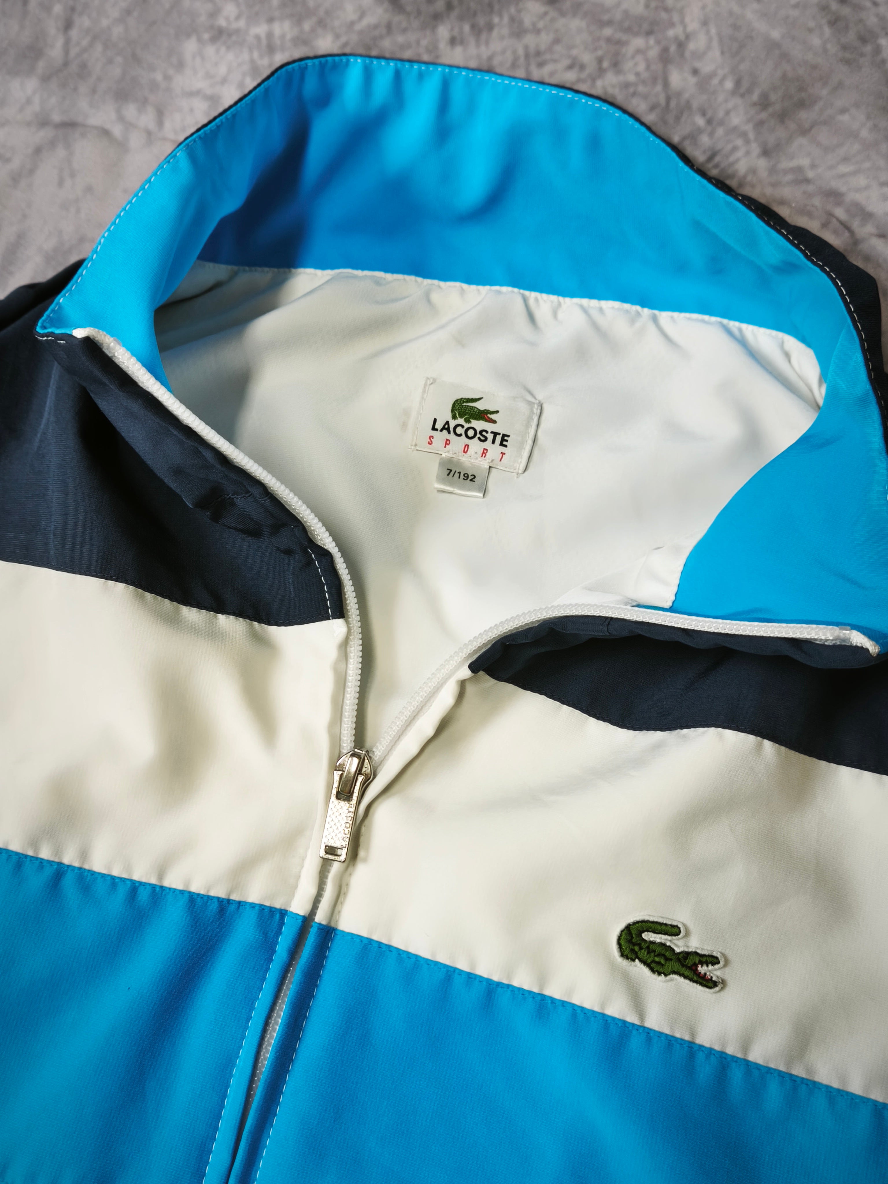 Giacca sportiva Lacoste con blocco di colore, blu/bianca, taglia L