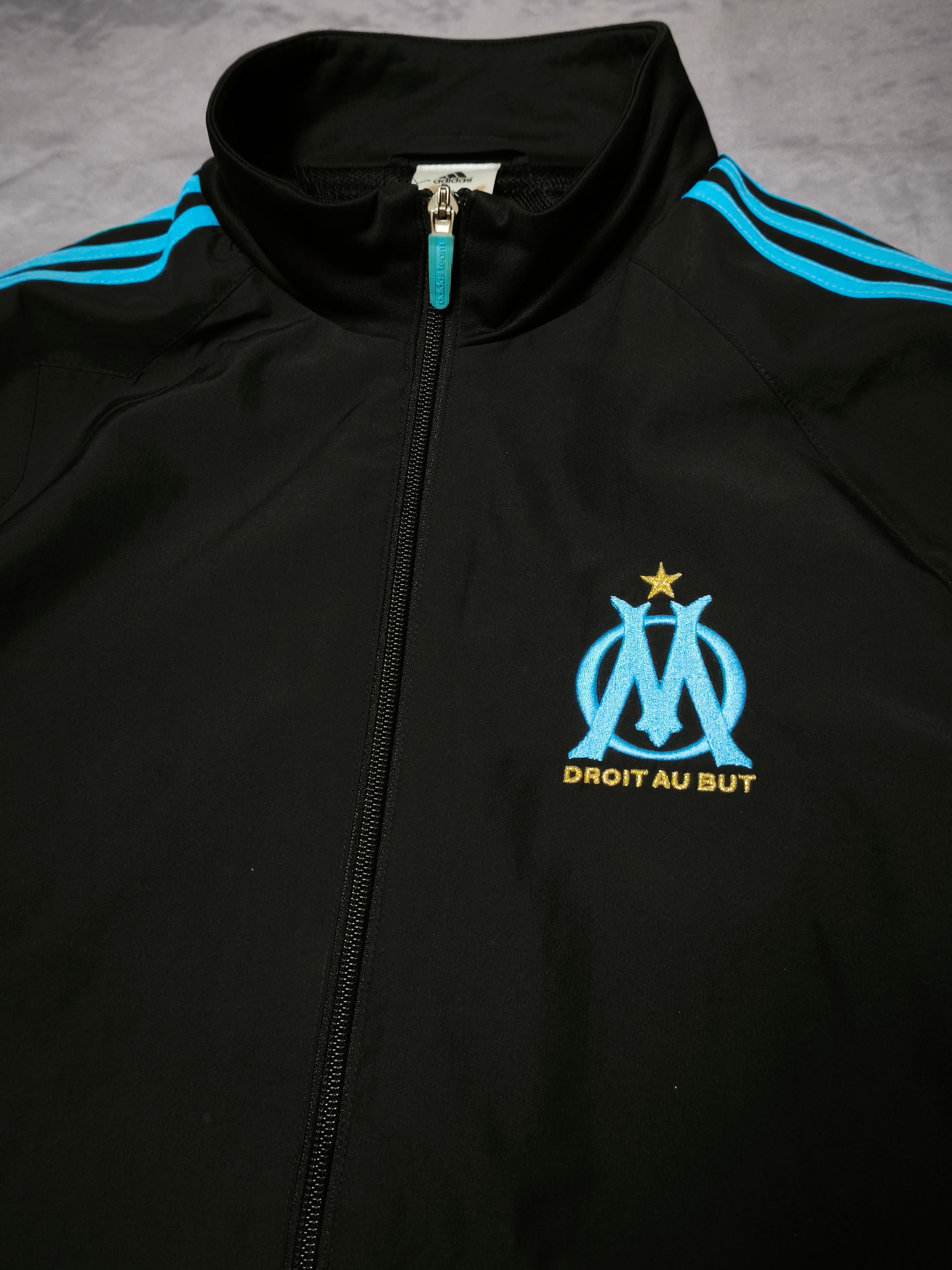 Adidas Olympique de Marseille Track Jacket Black/Babyblue Size M