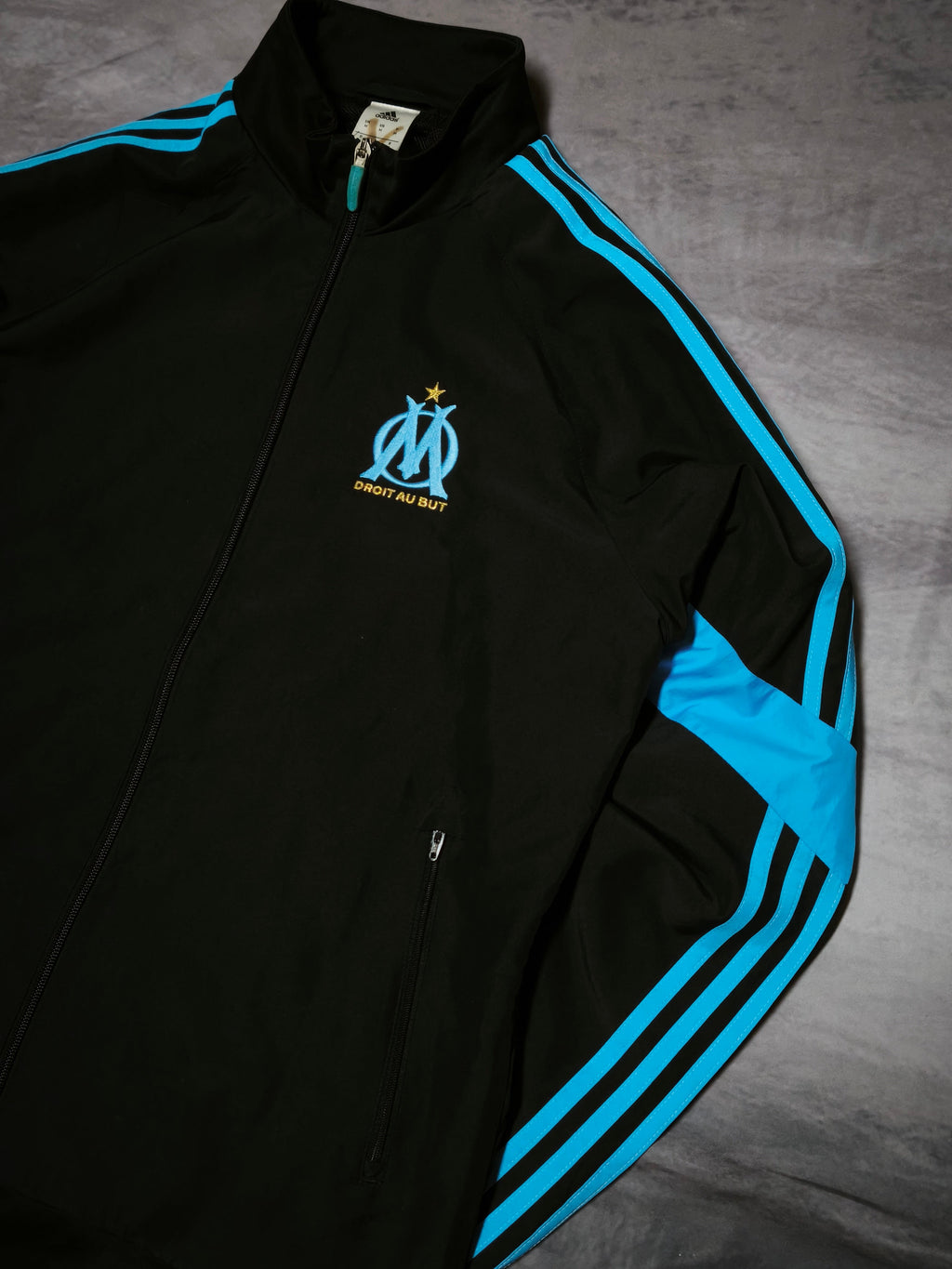 Adidas Olympique de Marseille Track Jacket Black/Babyblue Size M