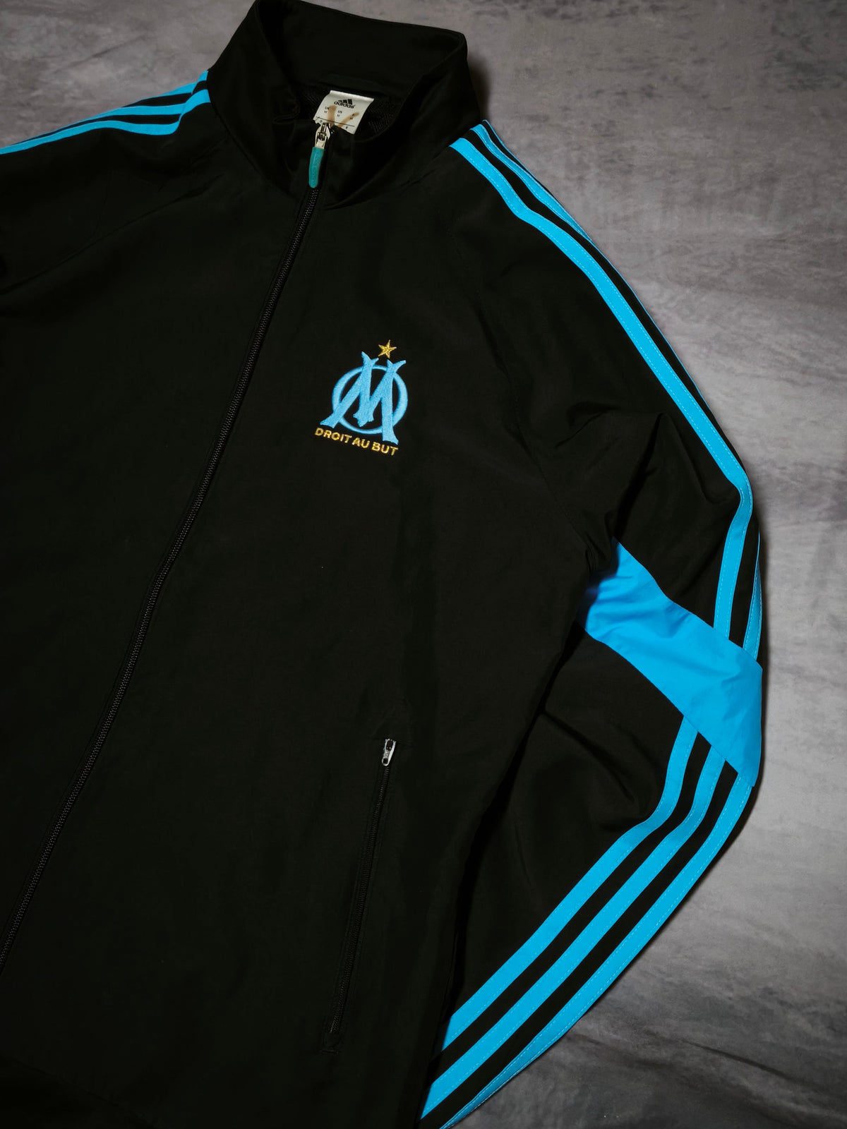 Adidas Olympique de Marseille Track Jacket Black/Babyblue Size M