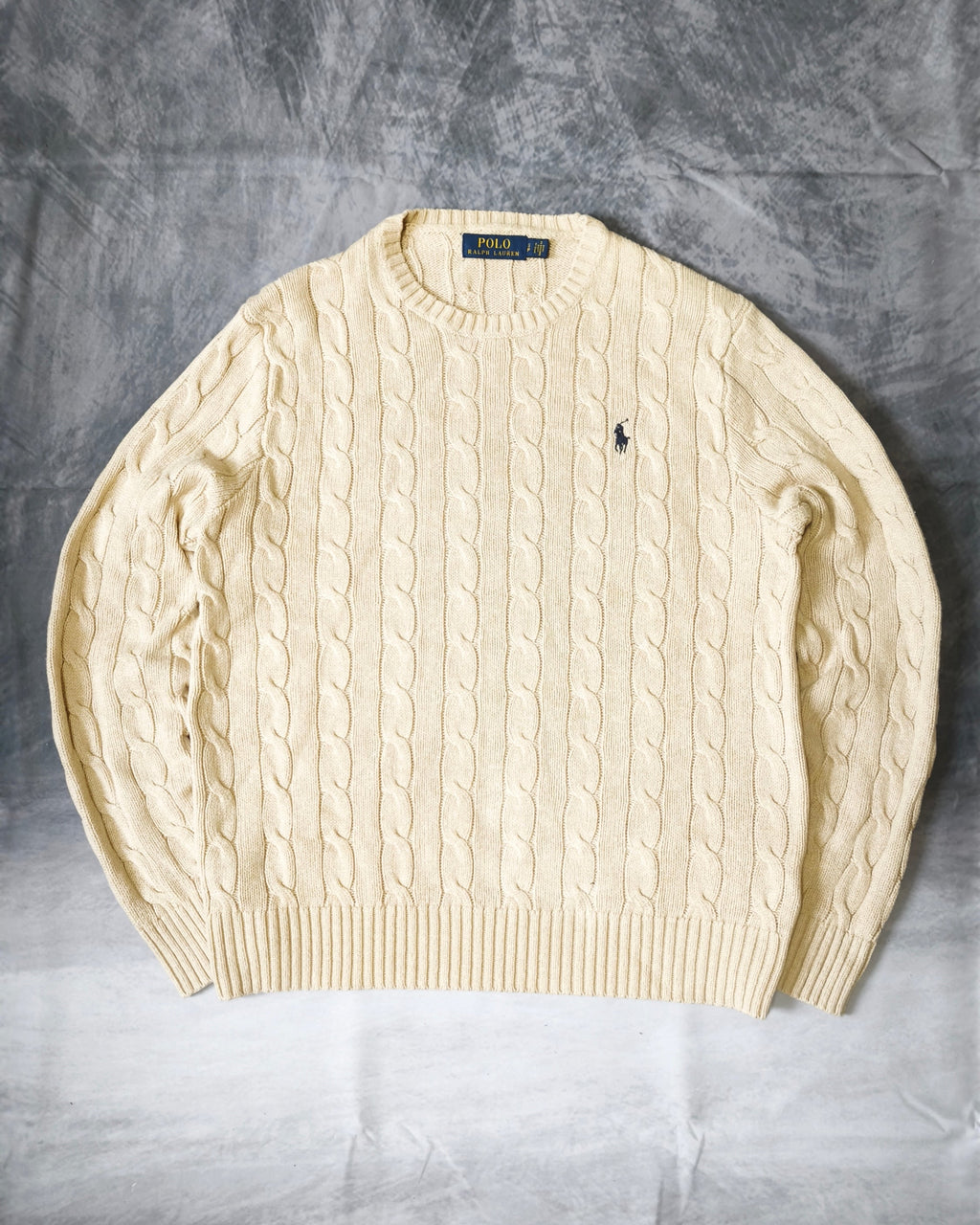 Polo Ralph Lauren Cable-Knit Cotton Sweater Beige Size S