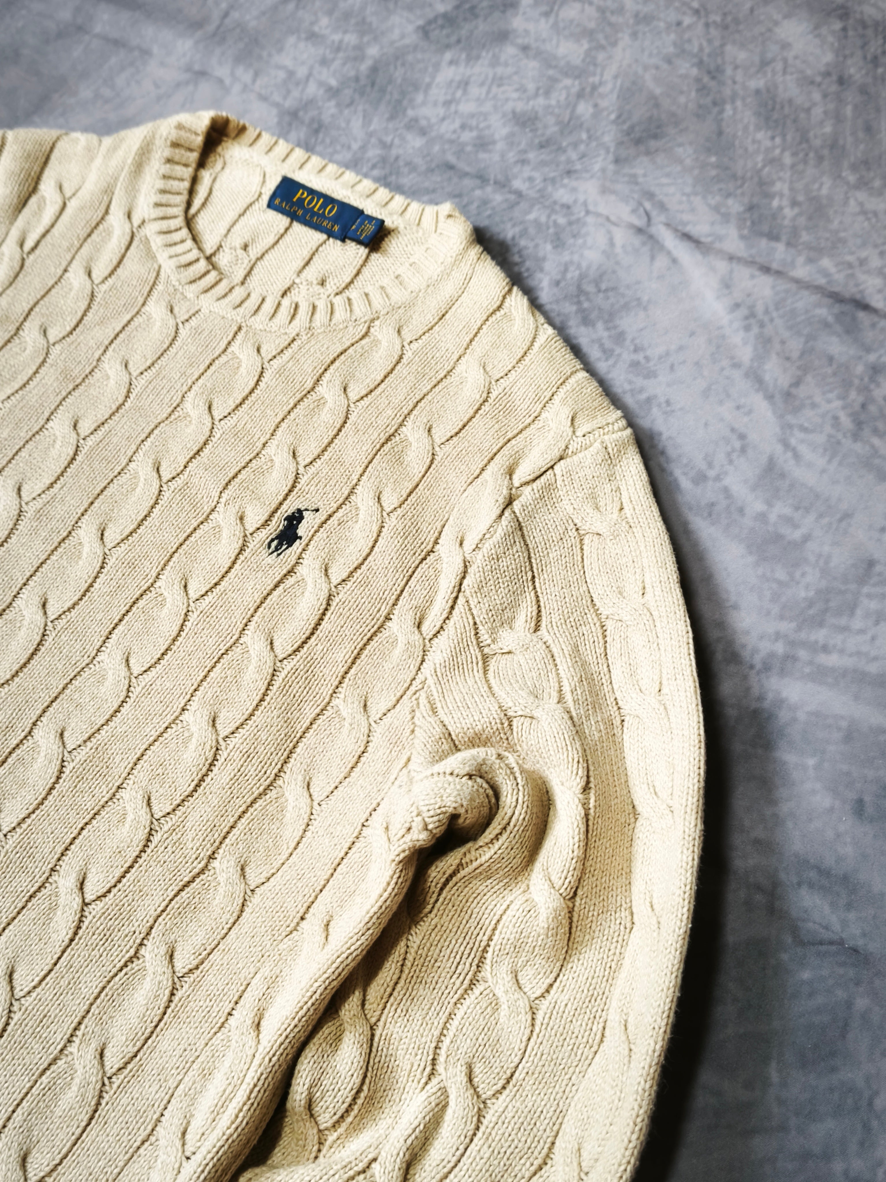 Polo Ralph Lauren Cable-Knit Cotton Sweater Beige Size S