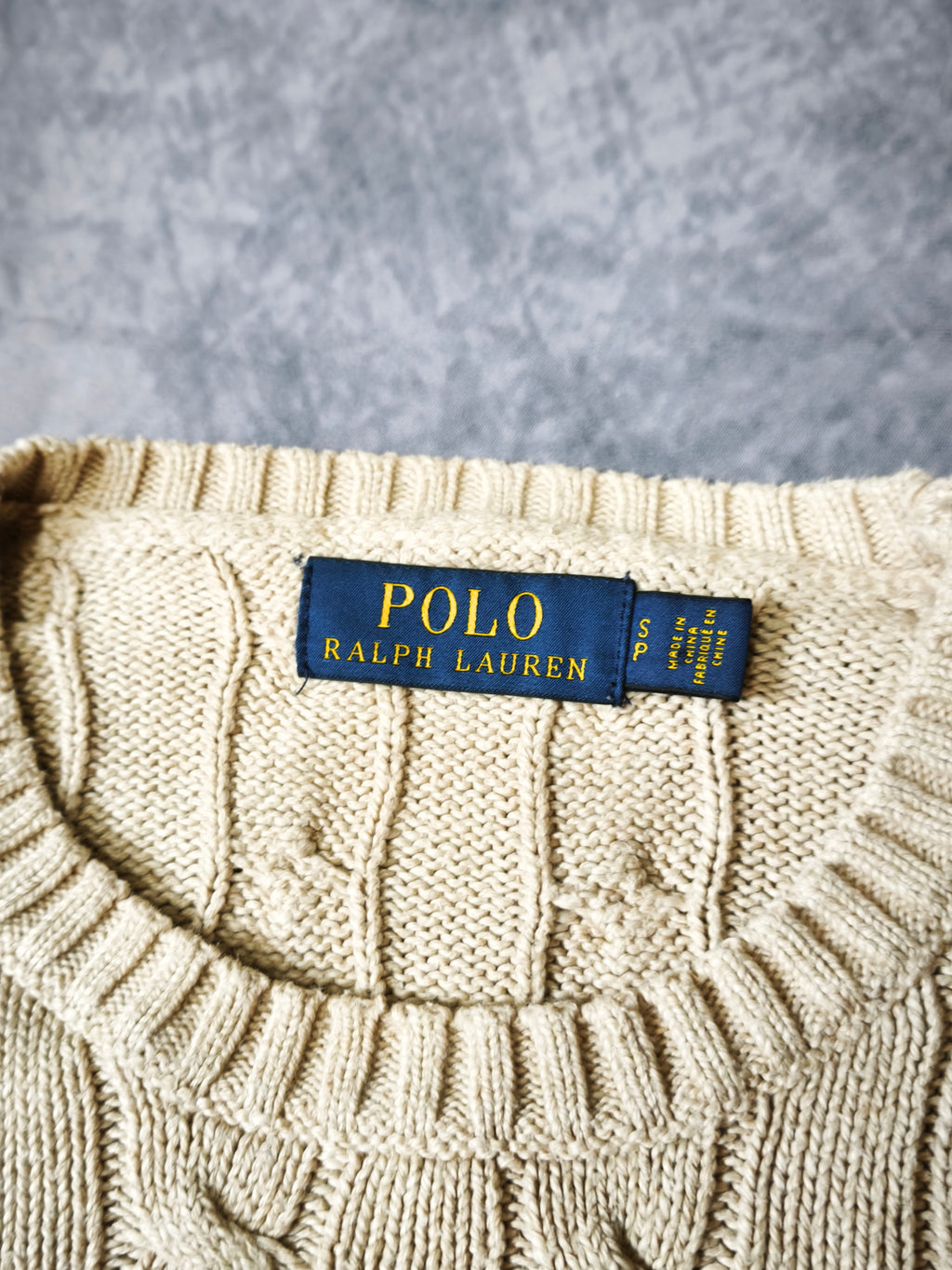 Polo Ralph Lauren Cable-Knit Cotton Sweater Beige Size S